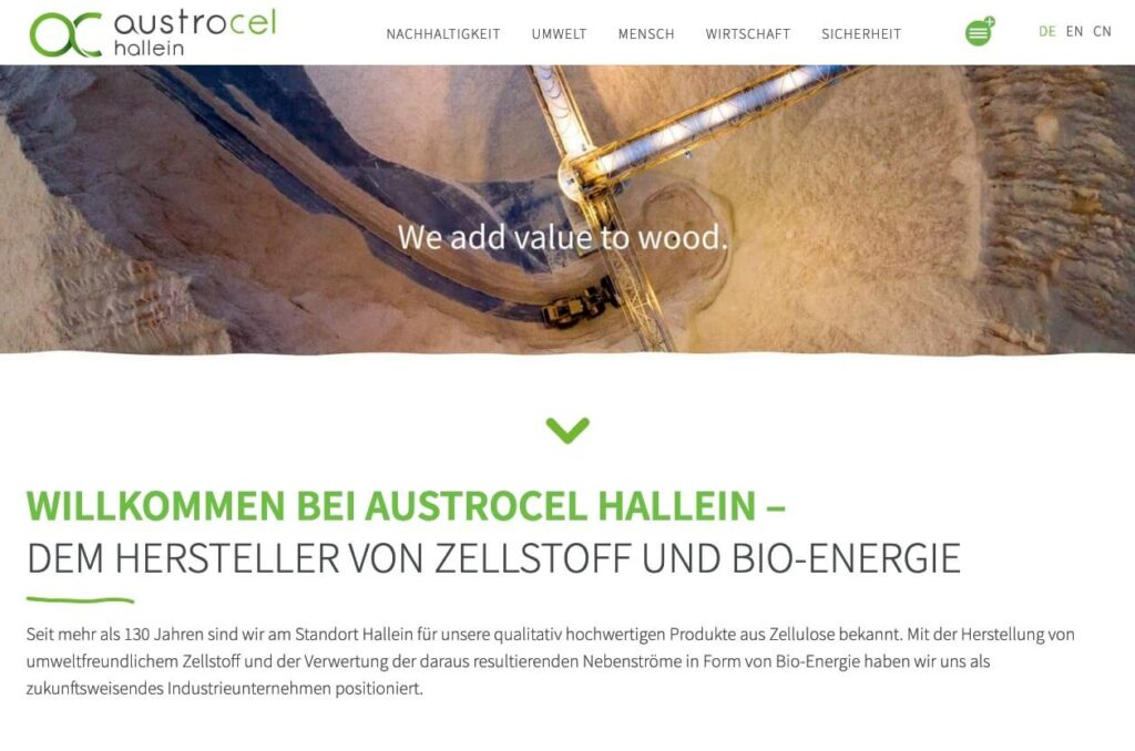 Screenshot Webseite Austrocel