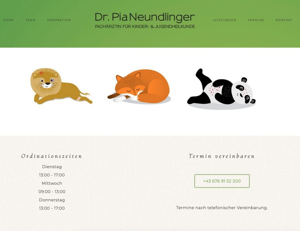 Screenshot Webseite Dr. Pia Neundlinger