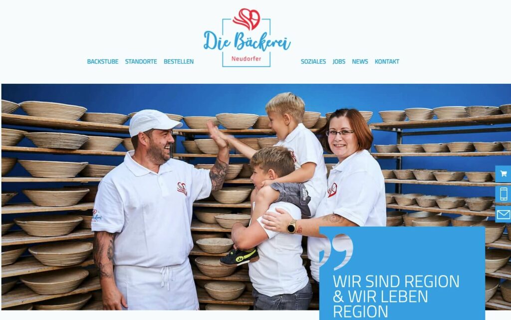 Screenshot Webseite Bäckerei Neudorfer