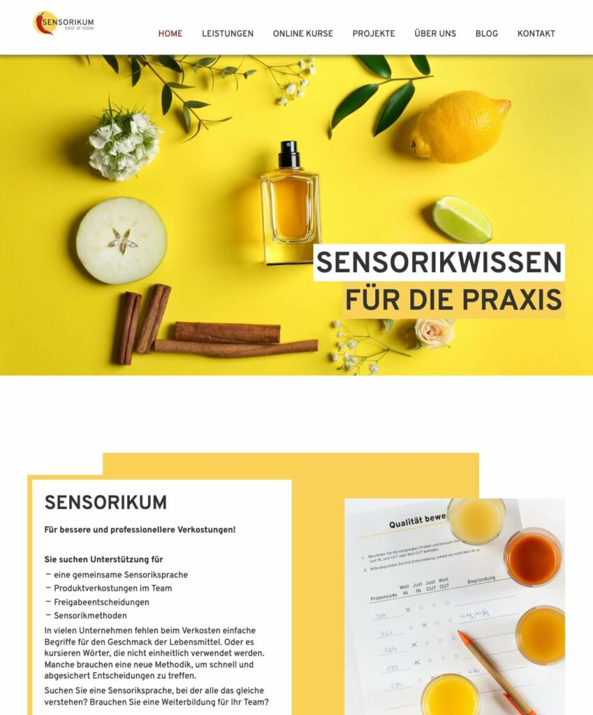 Screenshot Webseite Sensorikum