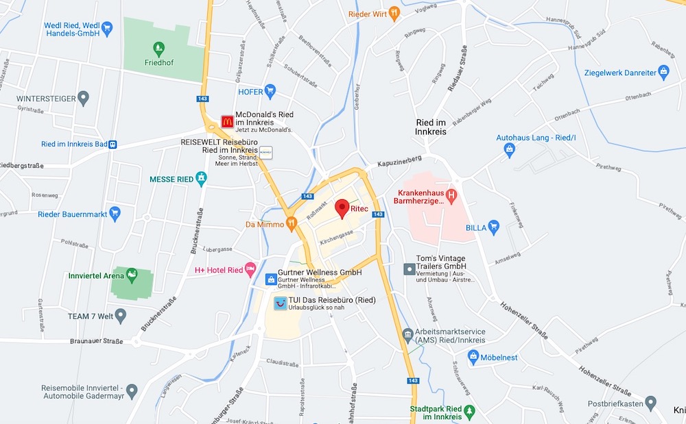 Ausschnitt Google Maps, Standort Ritec GmbH